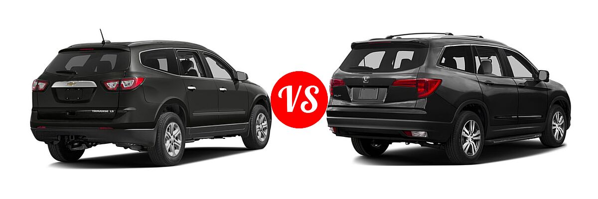 2016 Chevrolet Traverse SUV LS vs. 2016 Honda Pilot SUV EX-L - Rear Right Comparison