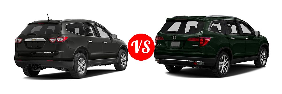 2016 Chevrolet Traverse SUV LS vs. 2016 Honda Pilot SUV Touring - Rear Right Comparison