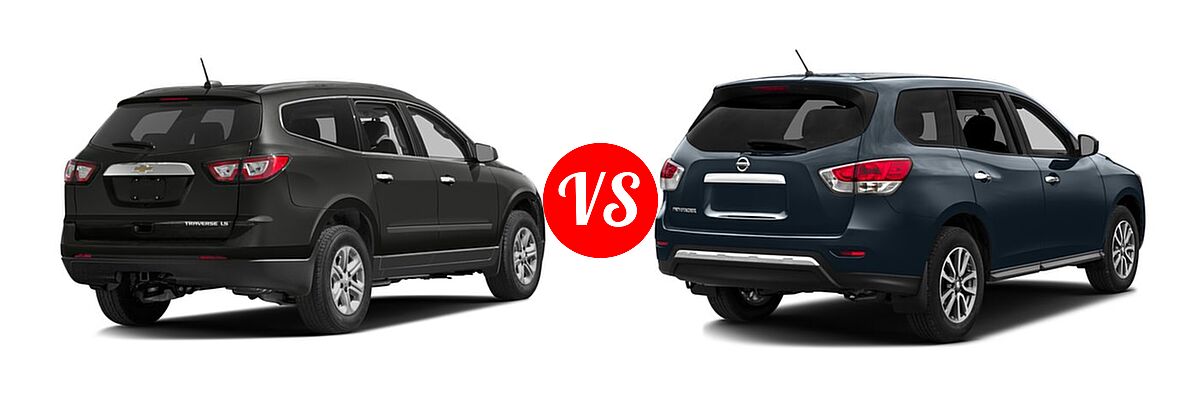 2016 Chevrolet Traverse SUV LS vs. 2016 Nissan Pathfinder SUV S / SV - Rear Right Comparison