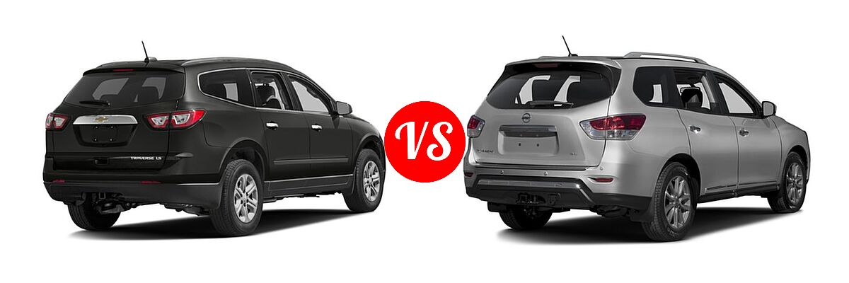 2016 Chevrolet Traverse SUV LS vs. 2016 Nissan Pathfinder SUV Platinum / SL - Rear Right Comparison