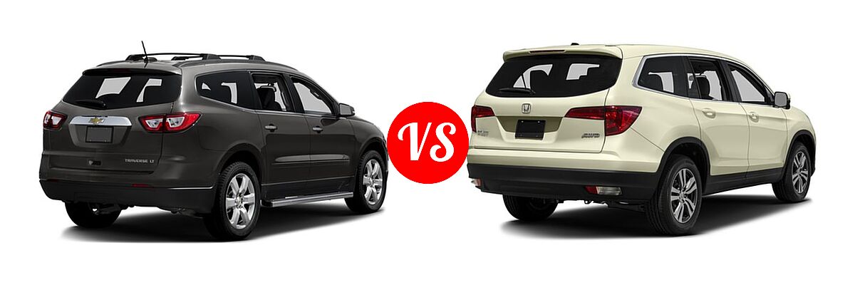 2016 Chevrolet Traverse SUV LT vs. 2016 Honda Pilot SUV EX - Rear Right Comparison