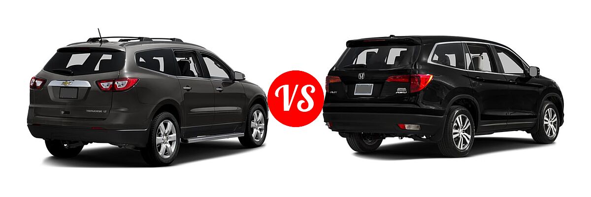 2016 Chevrolet Traverse SUV LT vs. 2016 Honda Pilot SUV EX-L - Rear Right Comparison