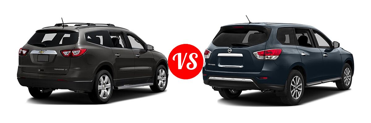 2016 Chevrolet Traverse SUV LT vs. 2016 Nissan Pathfinder SUV S / SV - Rear Right Comparison