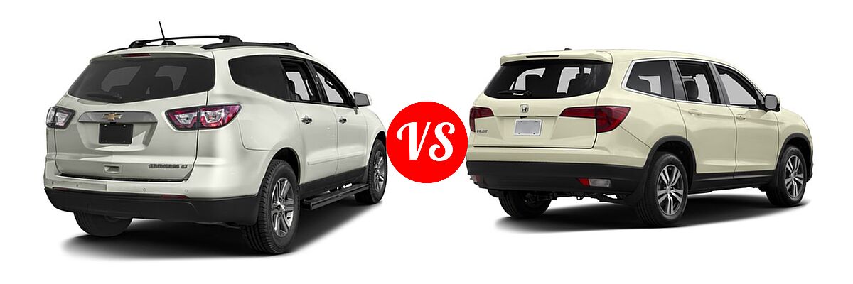 2016 Chevrolet Traverse SUV LT vs. 2016 Honda Pilot SUV EX - Rear Right Comparison