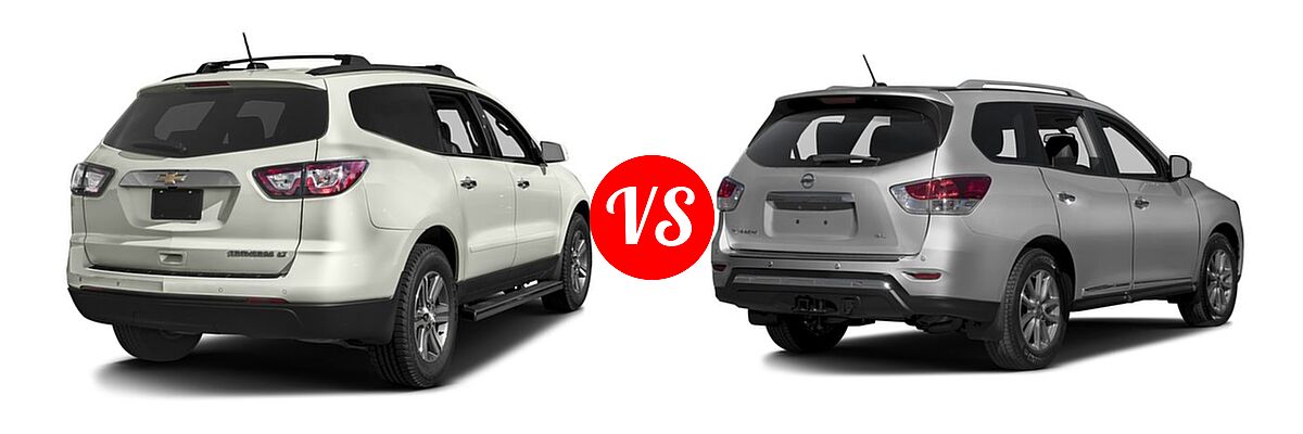2016 Chevrolet Traverse SUV LT vs. 2016 Nissan Pathfinder SUV Platinum / SL - Rear Right Comparison