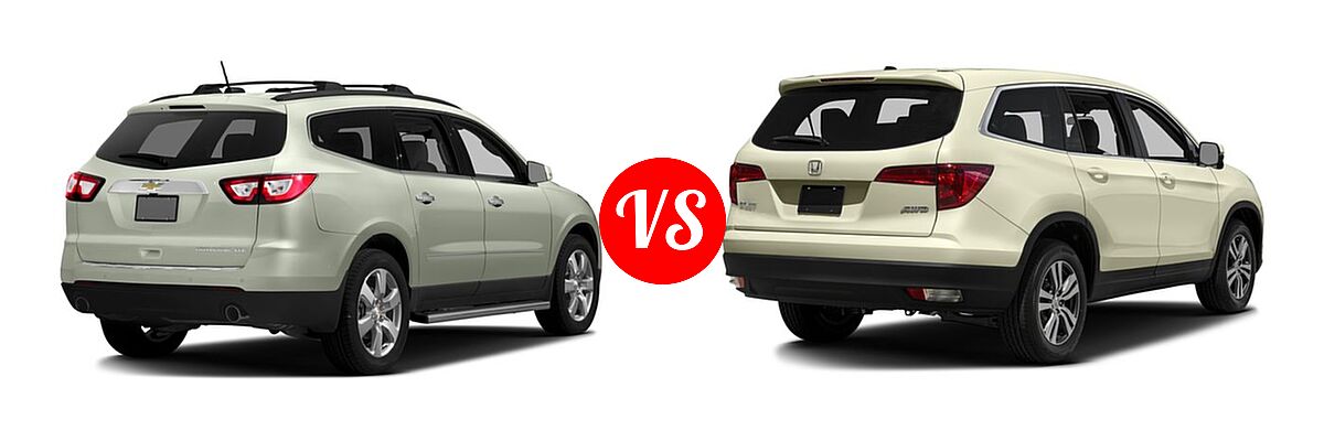 2016 Chevrolet Traverse SUV LTZ vs. 2016 Honda Pilot SUV EX - Rear Right Comparison