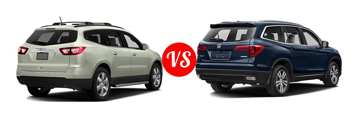 2016 Chevrolet Traverse SUV LTZ vs. 2016 Honda Pilot SUV EX-L - Rear Right Comparison