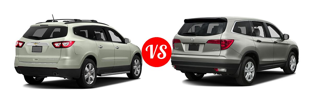 2016 Chevrolet Traverse SUV LTZ vs. 2016 Honda Pilot SUV LX - Rear Right Comparison