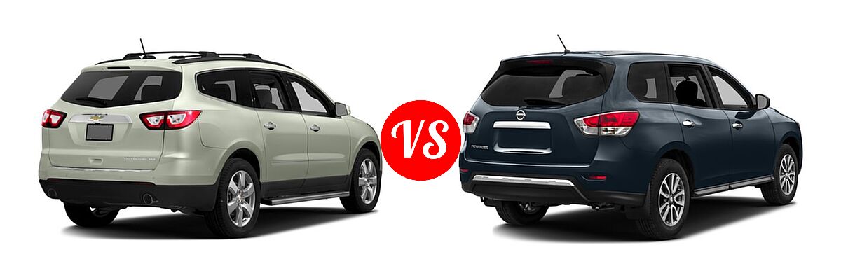 2016 Chevrolet Traverse SUV LTZ vs. 2016 Nissan Pathfinder SUV S / SV - Rear Right Comparison