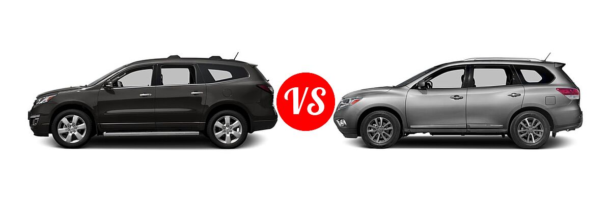 2016 Chevrolet Traverse SUV LT vs. 2016 Nissan Pathfinder SUV Platinum / SL - Side Comparison