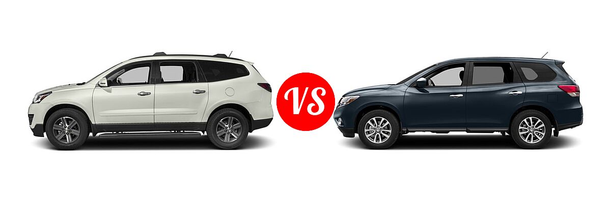 2016 Chevrolet Traverse SUV LT vs. 2016 Nissan Pathfinder SUV S / SV - Side Comparison