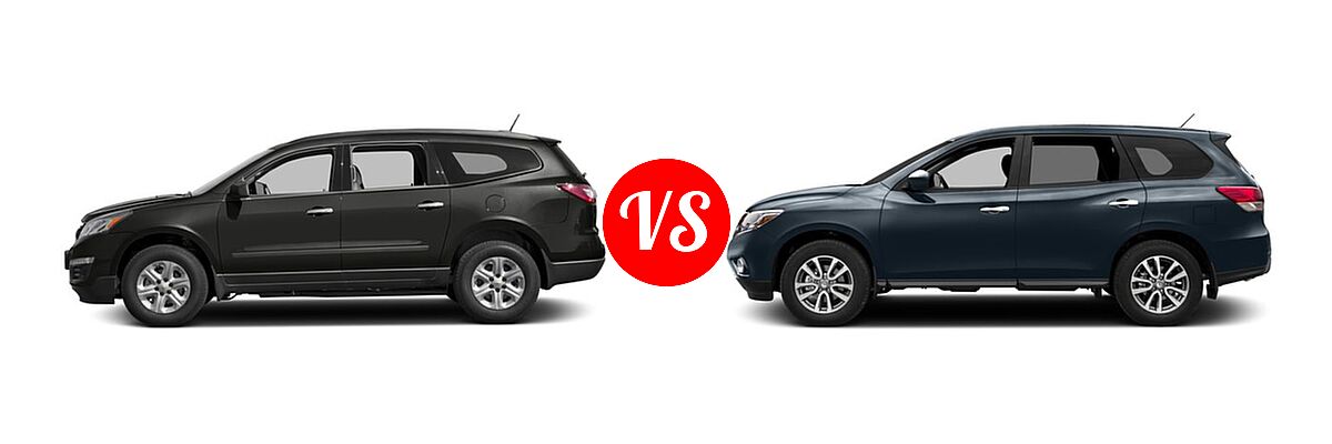 2016 Chevrolet Traverse SUV LS vs. 2016 Nissan Pathfinder SUV S / SV - Side Comparison