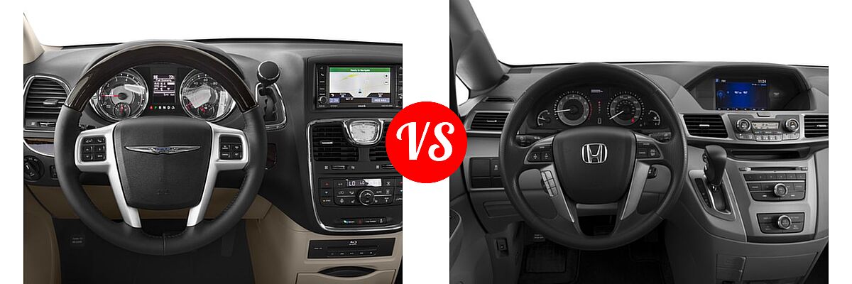 2016 Chrysler Town and Country Minivan Limited / Limited Platinum vs. 2016 Honda Odyssey Minivan LX - Dashboard Comparison