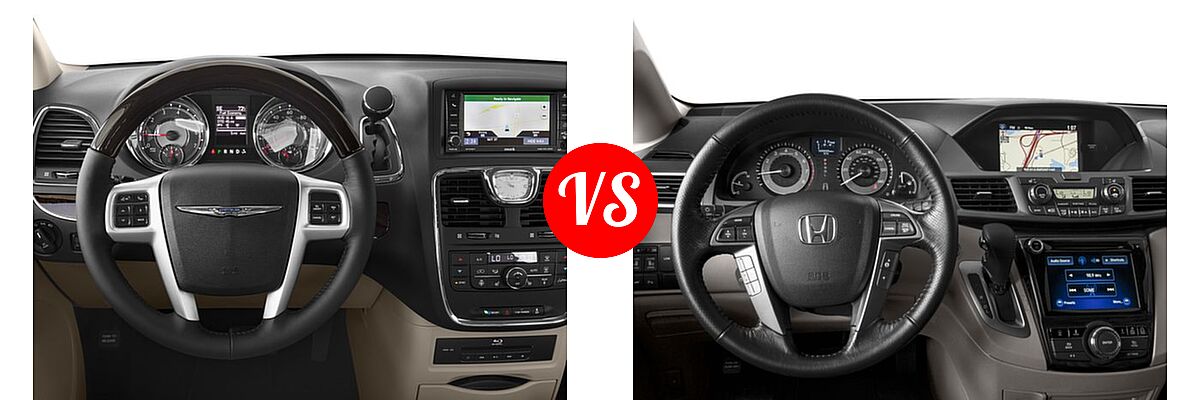2016 Chrysler Town and Country Minivan Limited / Limited Platinum vs. 2016 Honda Odyssey Minivan Touring - Dashboard Comparison