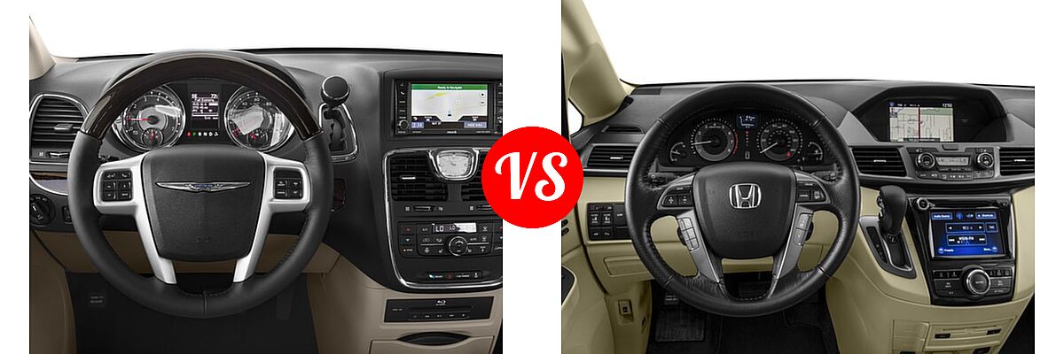 2016 Chrysler Town and Country Minivan Limited / Limited Platinum vs. 2016 Honda Odyssey Minivan Touring Elite - Dashboard Comparison