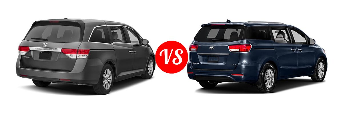 2017 Honda Odyssey Minivan EX-L vs. 2017 Kia Sedona Minivan L / LX - Rear Right Comparison