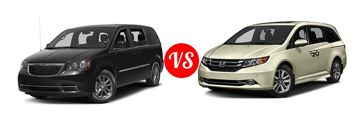 2016 Chrysler Town and Country Minivan S vs. 2016 Honda Odyssey Minivan Touring - Front Left Comparison