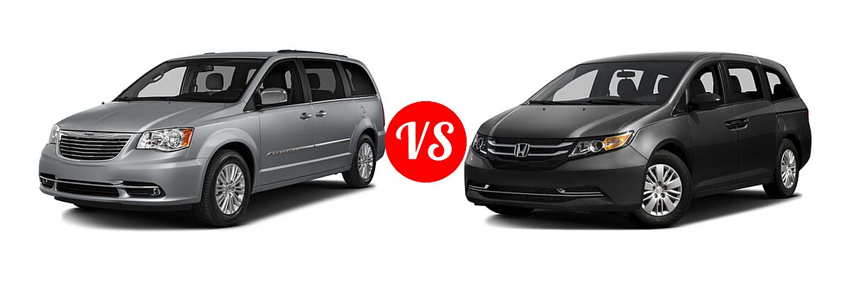 2016 Chrysler Town and Country Minivan Touring-L / Touring-L Anniversary Edition vs. 2016 Honda Odyssey Minivan LX - Front Left Comparison