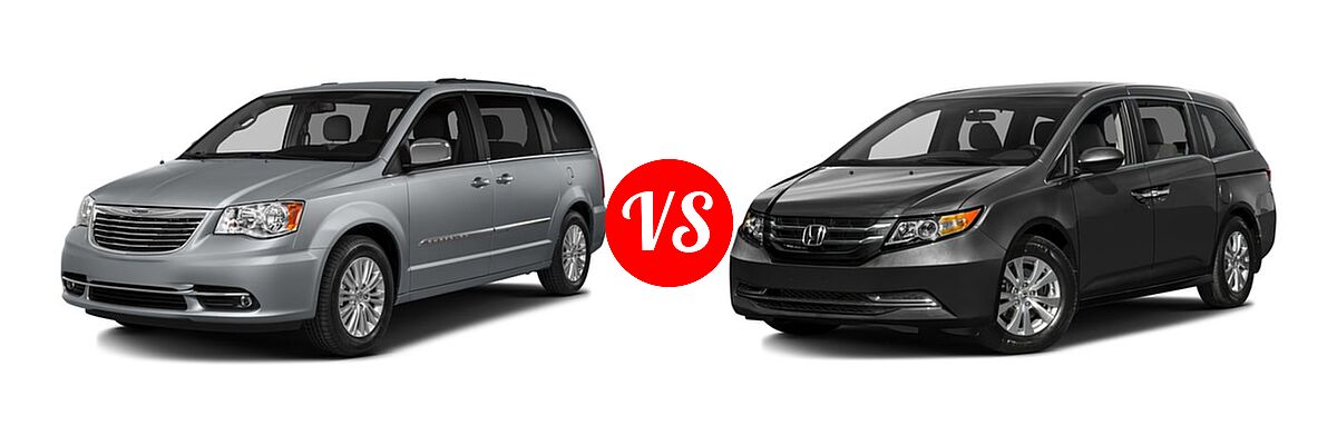 2016 Chrysler Town and Country Minivan Touring-L / Touring-L Anniversary Edition vs. 2016 Honda Odyssey Minivan SE - Front Left Comparison