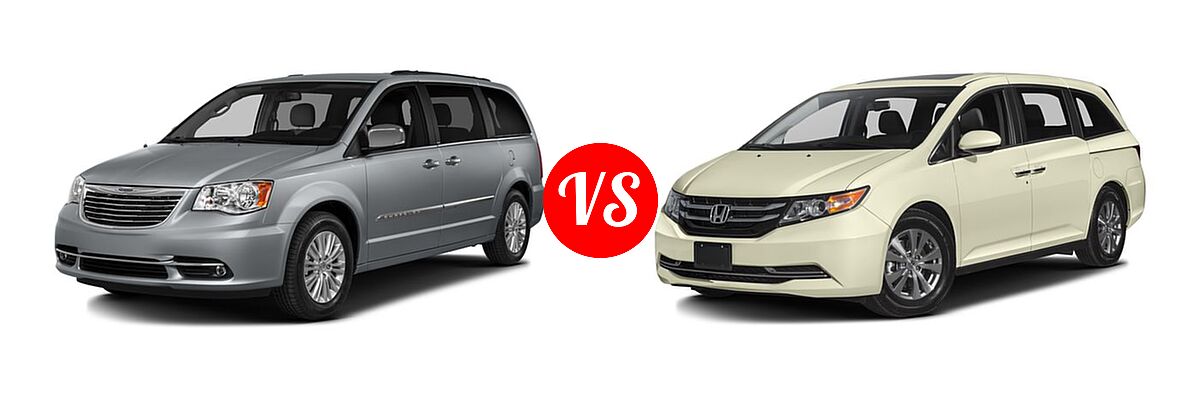 2016 Chrysler Town and Country Minivan Touring-L / Touring-L Anniversary Edition vs. 2016 Honda Odyssey Minivan EX-L - Front Left Comparison