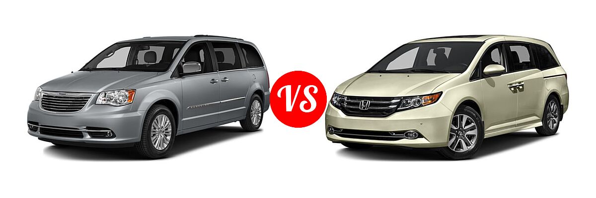 2016 Chrysler Town and Country Minivan Touring-L / Touring-L Anniversary Edition vs. 2016 Honda Odyssey Minivan Touring - Front Left Comparison