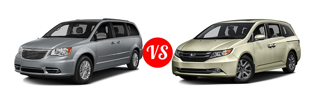 2016 Chrysler Town and Country Minivan Touring-L / Touring-L Anniversary Edition vs. 2016 Honda Odyssey Minivan Touring Elite - Front Left Comparison
