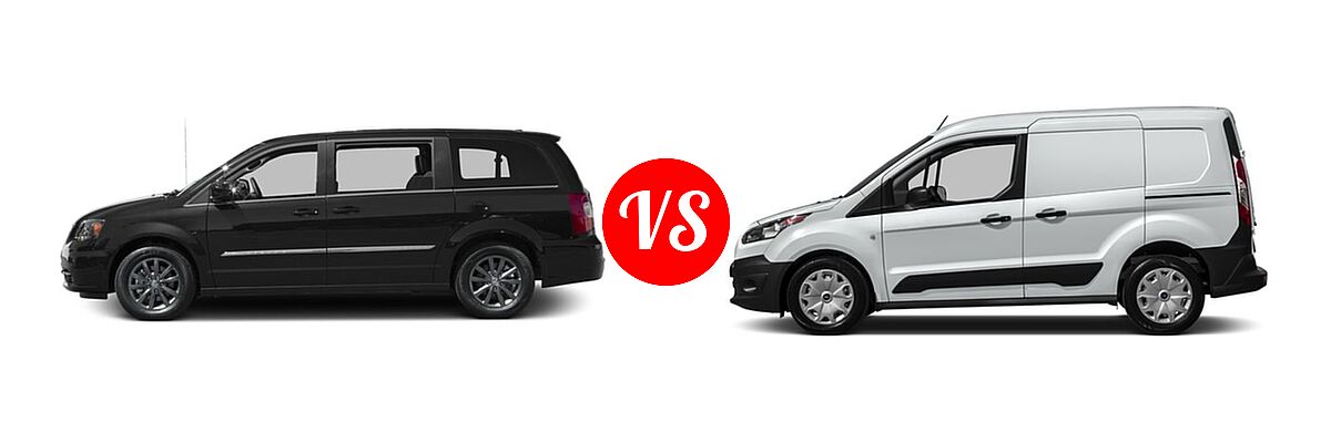 2016 Chrysler Town and Country Minivan S vs. 2016 Ford Transit Connect Minivan XL / XLT - Side Comparison