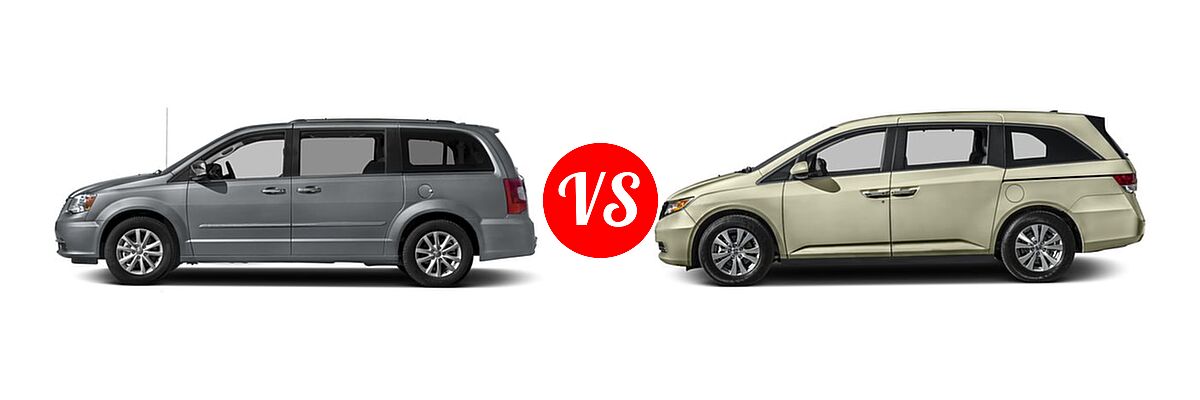 2016 Chrysler Town and Country Minivan Limited / Limited Platinum vs. 2016 Honda Odyssey Minivan EX-L - Side Comparison