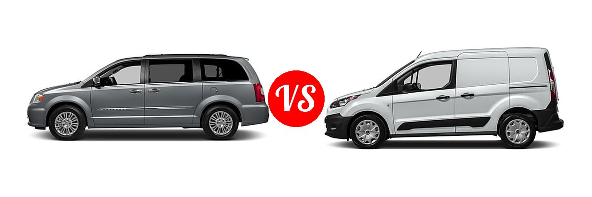 2016 Chrysler Town and Country Minivan Touring-L / Touring-L Anniversary Edition vs. 2016 Ford Transit Connect Minivan XL / XLT - Side Comparison