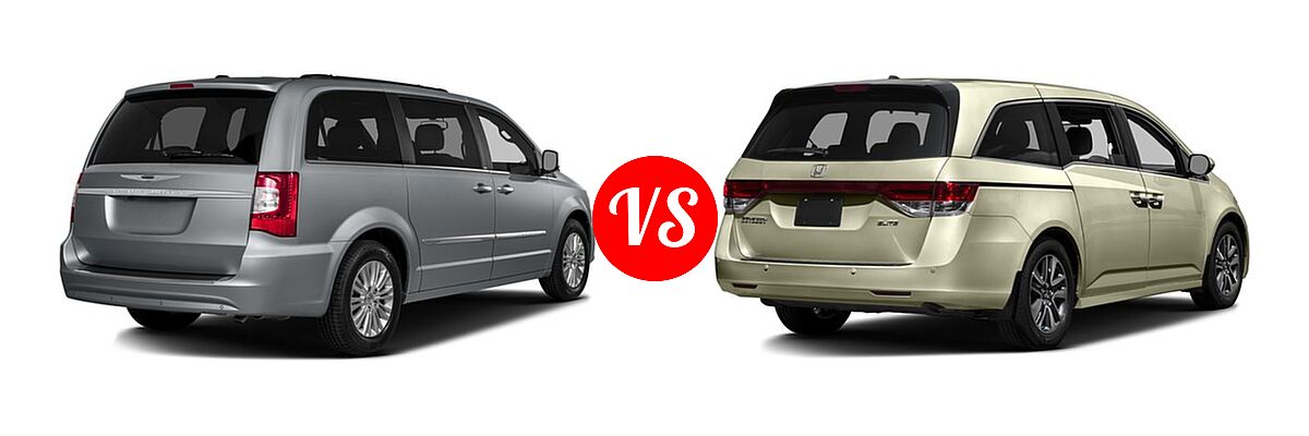 2016 Chrysler Town and Country Minivan Touring-L / Touring-L Anniversary Edition vs. 2016 Honda Odyssey Minivan Touring Elite - Rear Right Comparison
