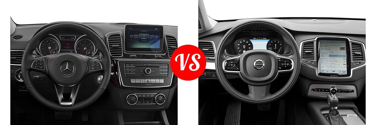 2016 Mercedes-Benz GLE-Class SUV Diesel GLE 300d vs. 2016 Volvo XC90 SUV T5 Inscription / T5 Momentum - Dashboard Comparison