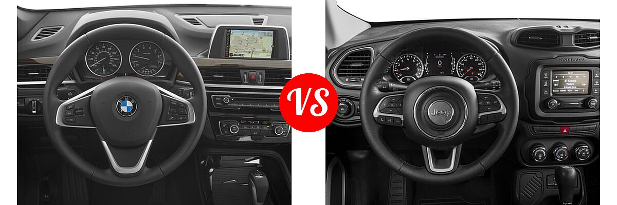 2016 BMW X1 SUV xDrive28i vs. 2016 Jeep Renegade SUV 75th Anniversary / Justice / Latitude - Dashboard Comparison