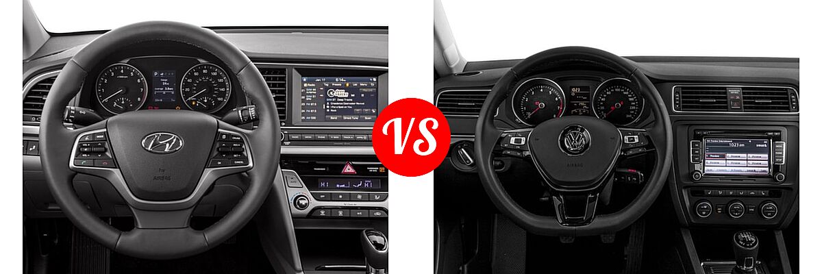 2017 Hyundai Elantra Sedan Limited vs. 2017 Volkswagen Jetta Sedan 1.4T S / 1.4T SE / 1.8T SEL / 1.8T SEL Premium / 1.8T Sport - Dashboard Comparison