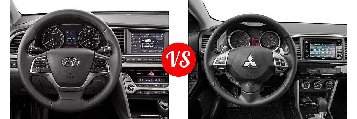 2017 Hyundai Elantra Sedan Limited vs. 2017 Mitsubishi Lancer Sedan ES / LE / SE / SEL - Dashboard Comparison