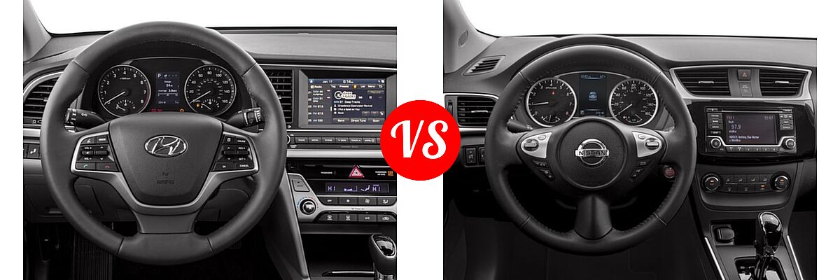 2017 Hyundai Elantra Sedan Limited vs. 2017 Nissan Sentra Sedan S / SV - Dashboard Comparison