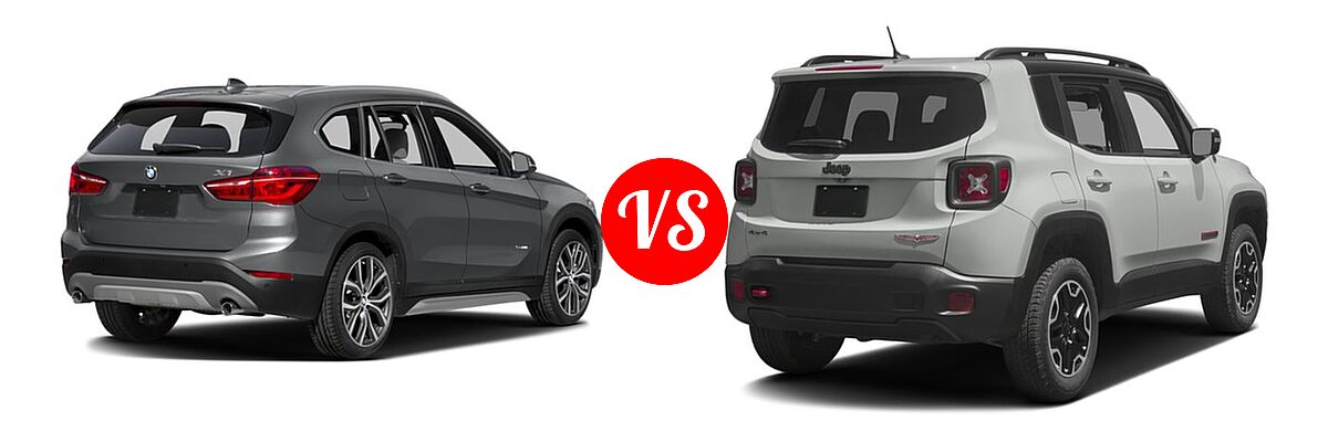 2016 BMW X1 SUV xDrive28i vs. 2016 Jeep Renegade SUV Trailhawk - Rear Right Comparison