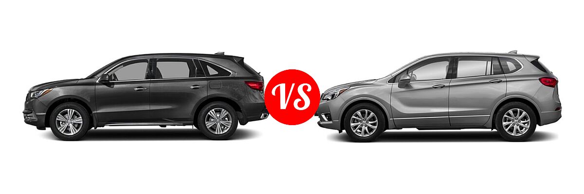 2020 Acura MDX SUV SH-AWD 7-Passenger vs. 2019 Buick Envision SUV Essence / FWD 4dr / Preferred / Premium / Premium II - Side Comparison
