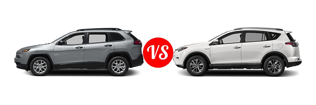 2017 Jeep Cherokee SUV Sport vs. 2017 Toyota RAV4 Hybrid SUV XLE - Side Comparison