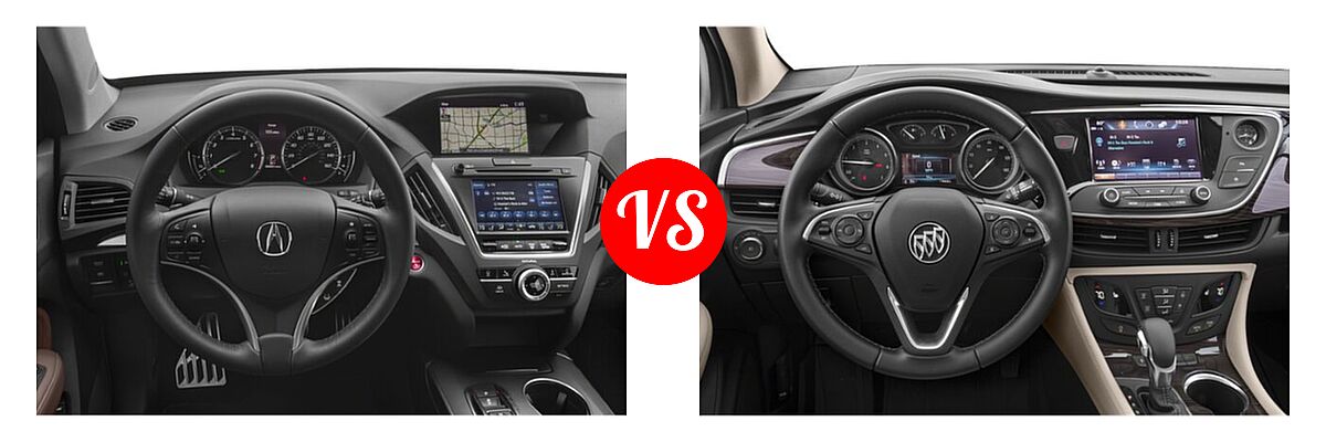 2020 Acura MDX SUV Hybrid Sport Hybrid w/Technology Pkg vs. 2019 Buick Envision SUV Essence / FWD 4dr / Preferred / Premium / Premium II - Dashboard Comparison