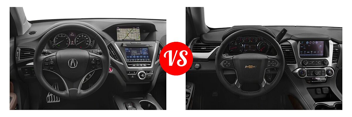 2020 Acura MDX SUV Hybrid Sport Hybrid w/Technology Pkg vs. 2020 Chevrolet Tahoe SUV LS / LT - Dashboard Comparison