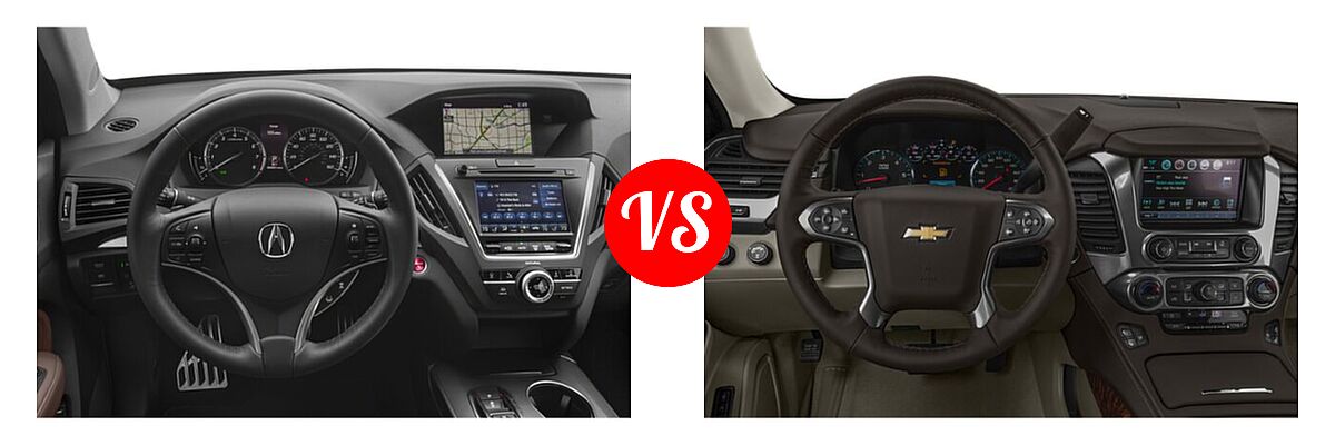 2020 Acura MDX SUV Hybrid Sport Hybrid w/Technology Pkg vs. 2020 Chevrolet Suburban SUV Premier - Dashboard Comparison