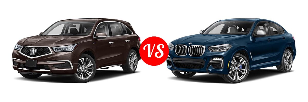 2020 Acura MDX SUV Hybrid Sport Hybrid w/Technology Pkg vs. 2019 BMW X4 M40i SUV M40i - Front Left Comparison