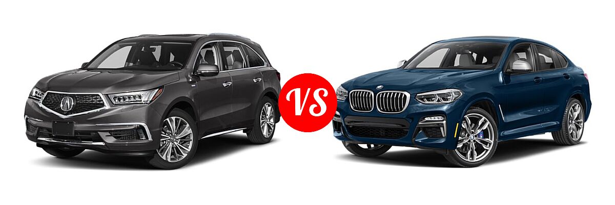 2020 Acura MDX SUV Hybrid Sport Hybrid w/Advance Pkg vs. 2019 BMW X4 M40i SUV M40i - Front Left Comparison