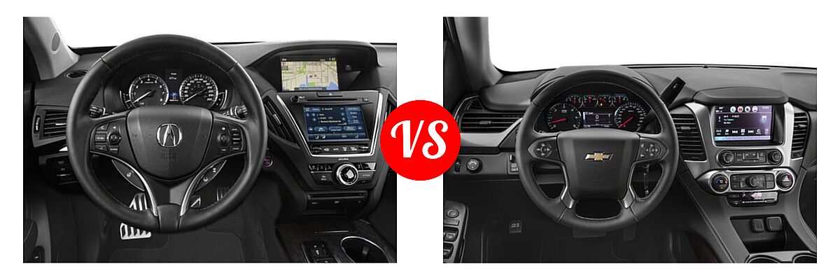 2020 Acura MDX SUV Hybrid Sport Hybrid w/Advance Pkg vs. 2020 Chevrolet Suburban SUV LS / LT - Dashboard Comparison