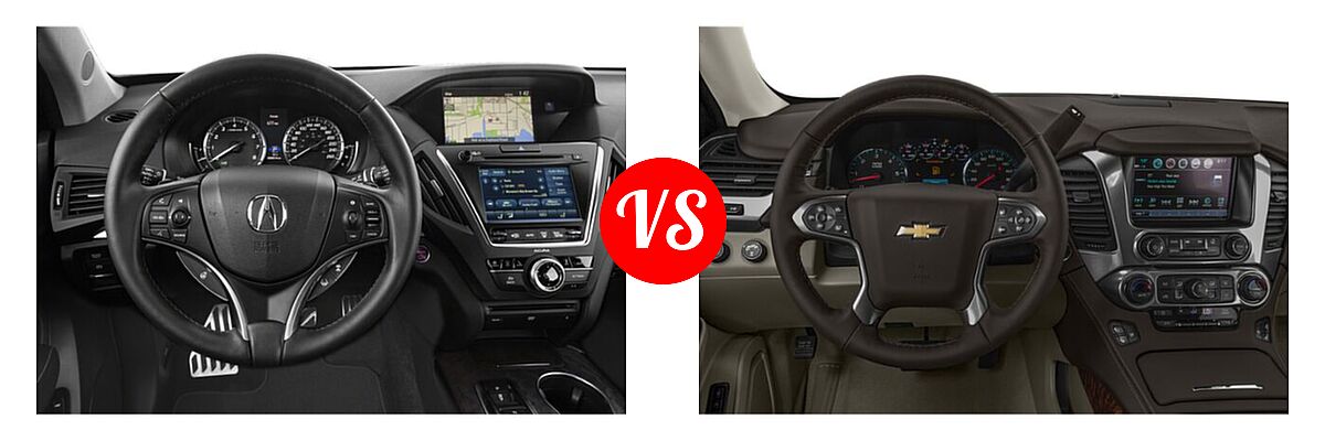 2020 Acura MDX SUV Hybrid Sport Hybrid w/Advance Pkg vs. 2020 Chevrolet Suburban SUV Premier - Dashboard Comparison