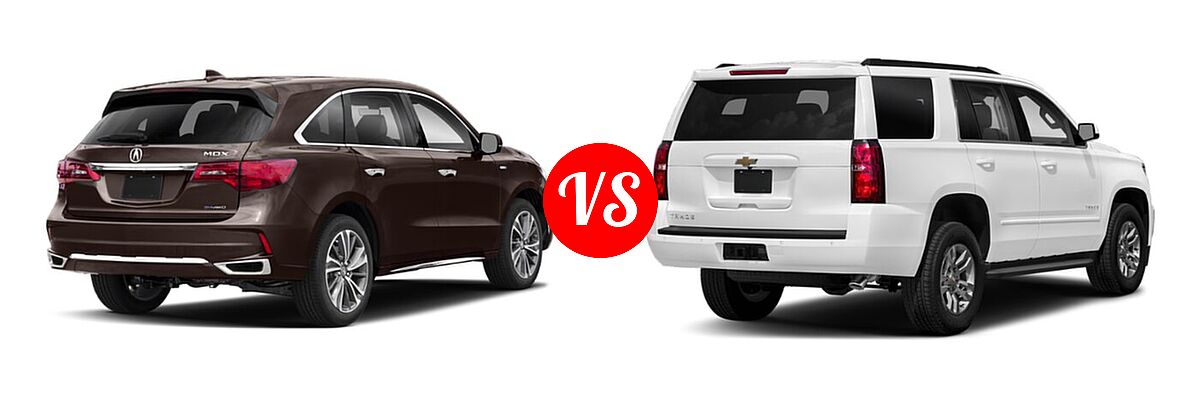 2020 Acura MDX SUV Hybrid Sport Hybrid w/Technology Pkg vs. 2020 Chevrolet Tahoe SUV LS / LT - Rear Right Comparison