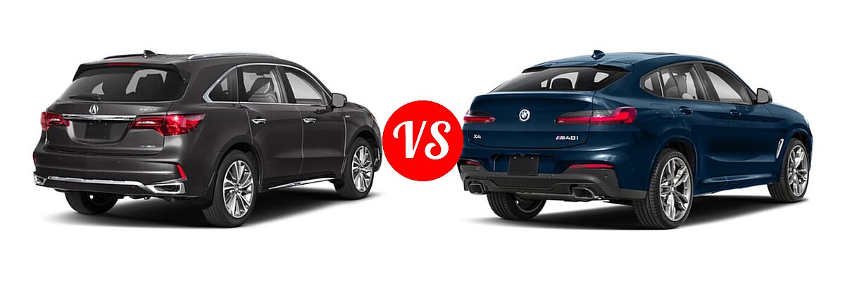 2020 Acura MDX SUV Hybrid Sport Hybrid w/Advance Pkg vs. 2019 BMW X4 M40i SUV M40i - Rear Right Comparison