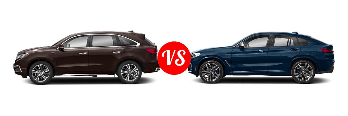 2020 Acura MDX SUV Hybrid Sport Hybrid w/Technology Pkg vs. 2019 BMW X4 M40i SUV M40i - Side Comparison