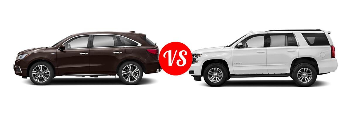 2020 Acura MDX SUV Hybrid Sport Hybrid w/Technology Pkg vs. 2020 Chevrolet Tahoe SUV LS / LT - Side Comparison