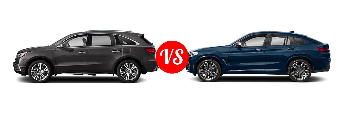 2020 Acura MDX SUV Hybrid Sport Hybrid w/Advance Pkg vs. 2019 BMW X4 M40i SUV M40i - Side Comparison
